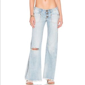 One Teaspoon Le Cats Florence Flare Jeans Denim